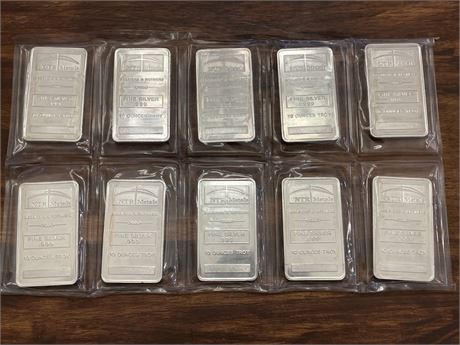 Dunkle Auction Services - Complete Sheet of (10) NTR .999 Fine Silver ...